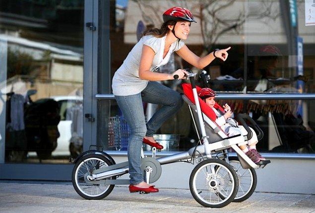 7. Aynı anda hem bebek arabası hem bisiklet!👏