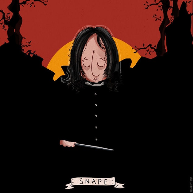 Kötü rolleri canlandırmada bu kadar iyi iş çıkardığı için herkesin çok sevdiği aktör Alan Rickman'ın bu çizimini yaptı.