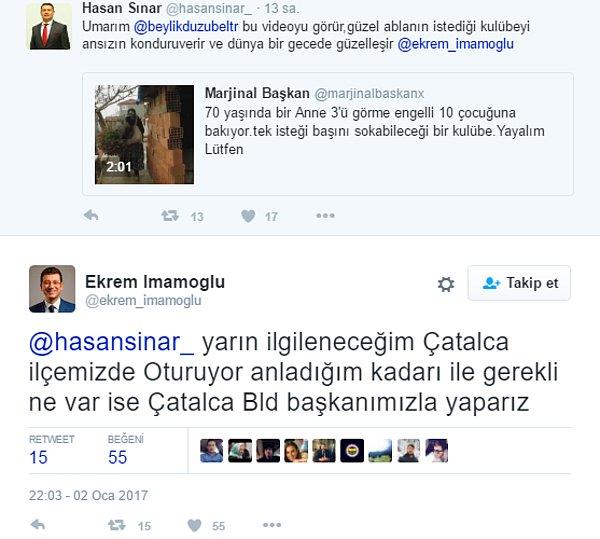 Beylikdüzü Belediye Başkanı Ekrem İmamoğlu, konuyla ilgileneceğini sosyal medya hesabından yaptığı açıklama ile belirtti