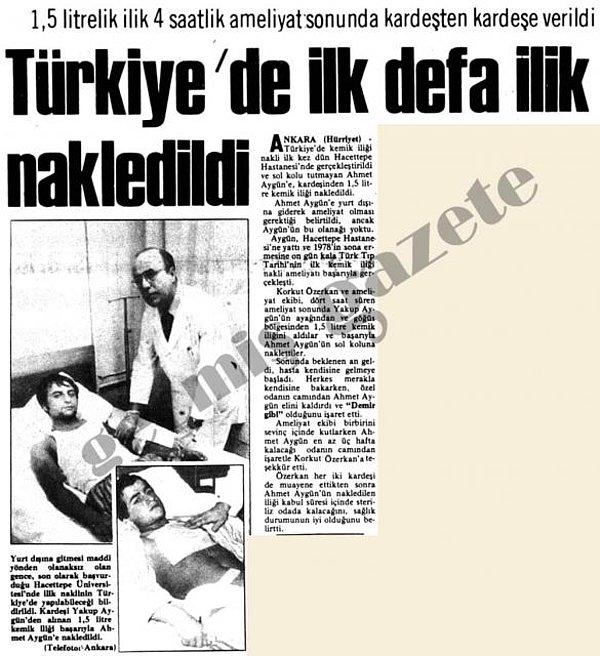 28. Türkiye'de, Hacettepe Üniversitesi Tıp Fakültesi'nde bir lösemi hastasına ilk kemik iliği nakli yapıldı.
