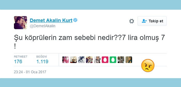 2016 Enflasyon Oranıyla Köprülere Gelen Yüzde 48 Zammı Eleştiren 18 Kişi