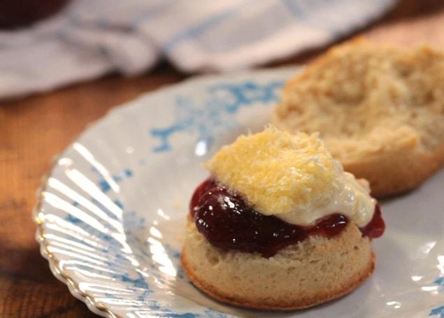 8. Proper clotted cream that goes solid and kinda fuzzy on the top.