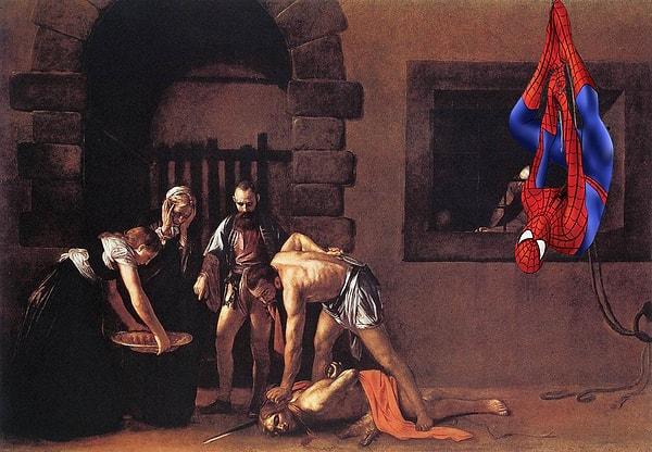3. The Beheading of Saint John the Baptist (Caravaggio) + Spiderman