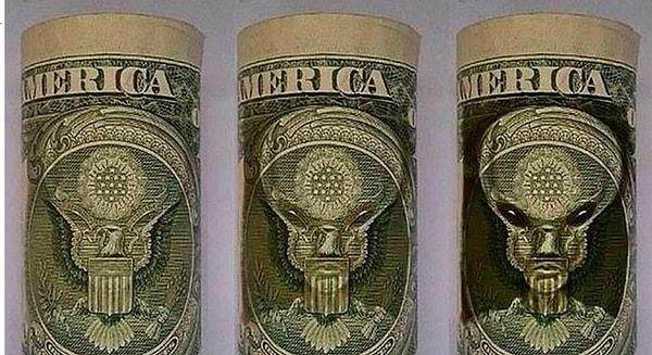 2. Amerikan dolarına saklanmış gizli bir uzaylı resmi vardır.