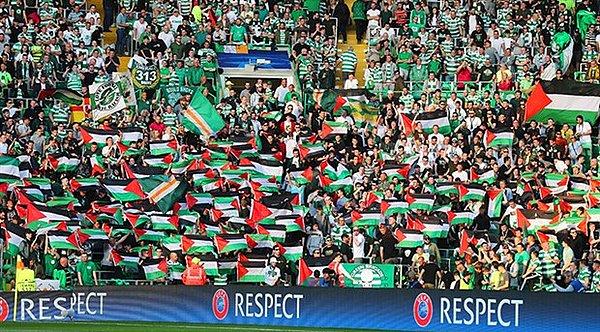 3. İskoç ekibi Celtic ile İsrail takımı Hapoel Beer-Sheva arasında oynanan maçta Filistin bayrağı açan taraftarlar nedeniyle UEFA, Celtic kulübüne ceza verdi.