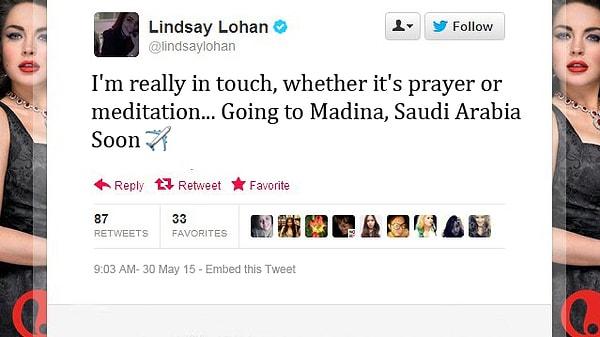 Bunlar Lindsay'i kesmedi tabi! Müslüman olup olmadığına dair net bir açıklama yapmamasına rağmen, Mekke'ye gideceğini açıkladı.