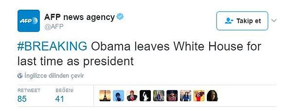 Obama Beyaz Saray'dan son kez Başkan olarak ayrıldı