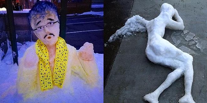 Yoğun Kar Yağışının Olduğu Japonya'da Sanatçı Ruhlu Kişilerin Ellerinden Çıkan 27 Kardan Heykel