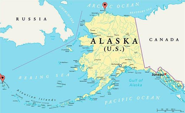 5. Alaska, ABD'nin en kuzeyindeki, en doğusundaki ve en batısındaki eyaleti.