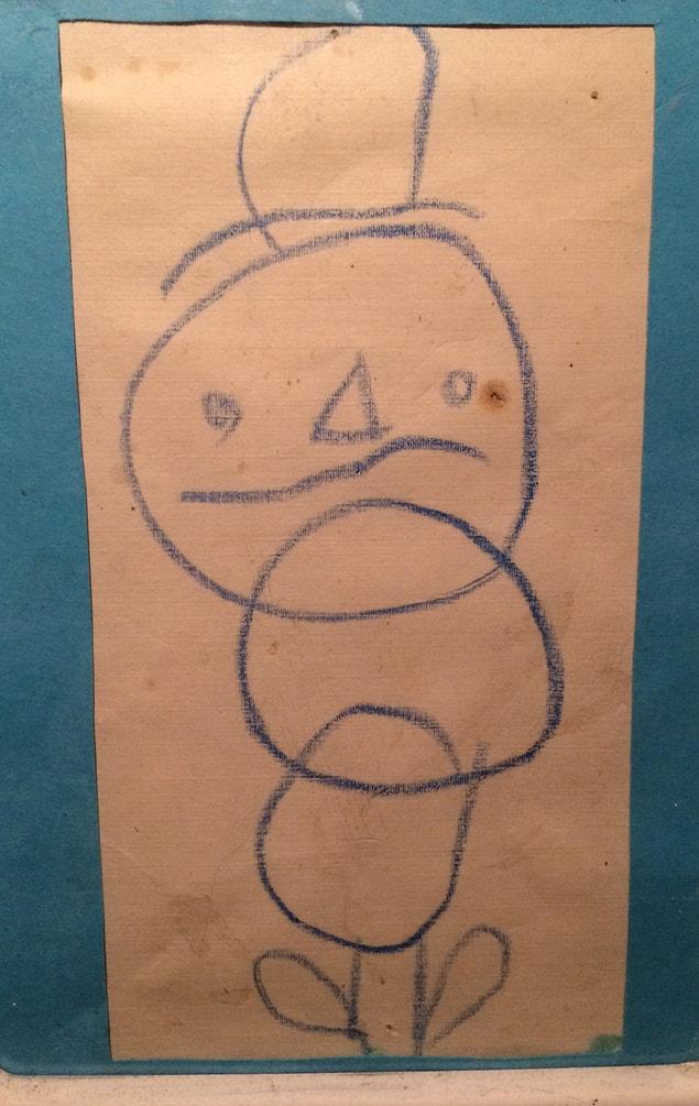 1. She considers this snowman to be her oldest piece of work. She drew this one when she was only 3.