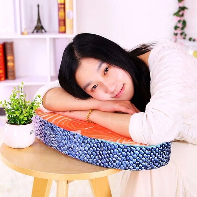 4. Nothing more cozy than resting your head on a salmon fillet..