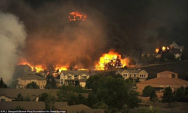 8. A fire storm plows through Colorado - increased incidence of wild fires is considered to be a result of climate change.
