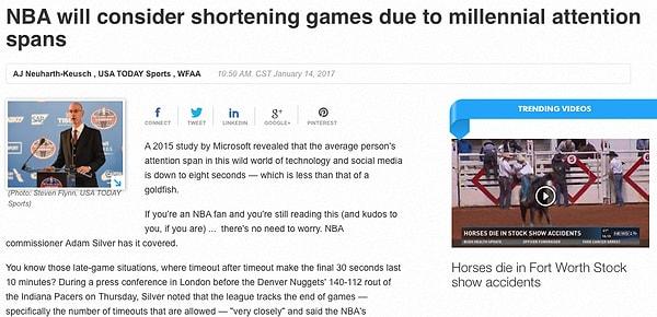 4. Yeni nesilin odaklanma sorunu yaşamasından dolayı NBA, maç sürelerini kısaltmayı düşünüyor.