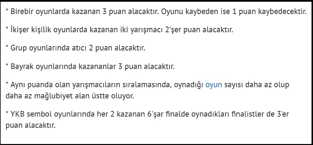 11. Öte yandan, bu sene yarışmaya eklenen yeni kurallardan biri de haftanın en başarılı yarışmacılarının belirlenip ödüllendirilmesi olmuştu. Yapılan sıralamanın kuralları ise şöyle: