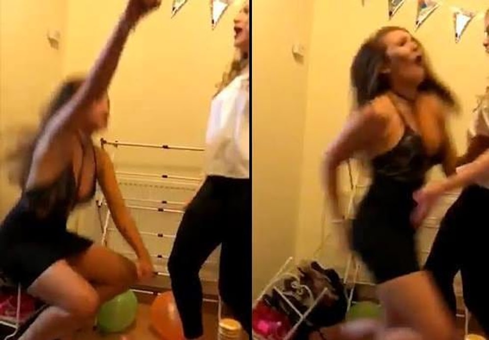 Seksi Seksi Dans Ederken Metal Çubuk Üstüne Kıçüstü Düşüp Kaba Etini Delen Talihsiz Kız