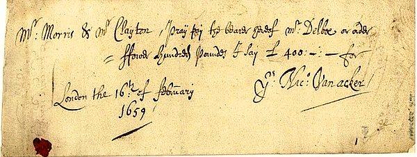 7. Dünya üzerinde hamiline yazılan ilk çek, 22 Nisan 1659 gününde Londra'da Nicholas Vanacker'a ödendi.