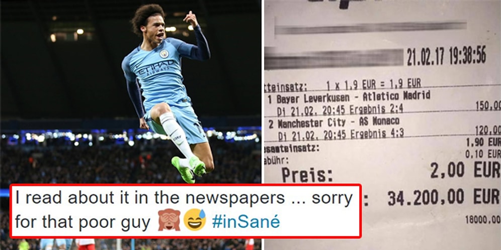 Attığı Golle 34,200 Euro'luk Kuponu Yatıran Leroy Sane Kupon Sahibinden Özür Diledi