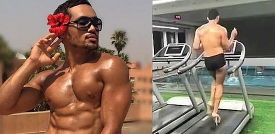 На каблуках ах и беговой дорожке, но не девушка, а... парень!