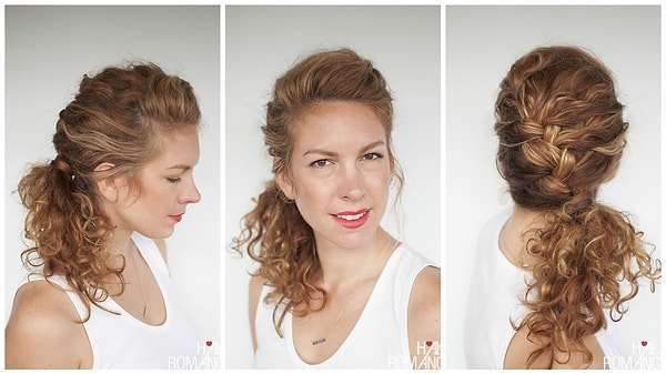 10. Чтобы у вас осталось больше времени понежиться в кровати перед работой, и как можно меньше ушло на укладку вьющихся волос, просто заплетите французскую косу и распушите кончик волос.