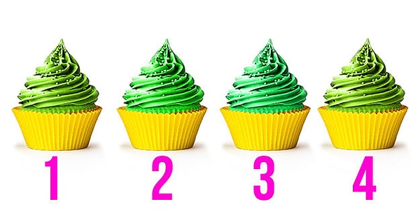 1. В какой из этих зеленых капкейков добавлено больше всего синего пищевого красителя?