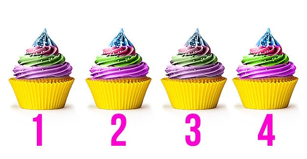 6. В какой из этих разноцветных капкейков добавили больше всего пищевого красителя, благодаря чему его цвет выглядит наиболее насыщенным?