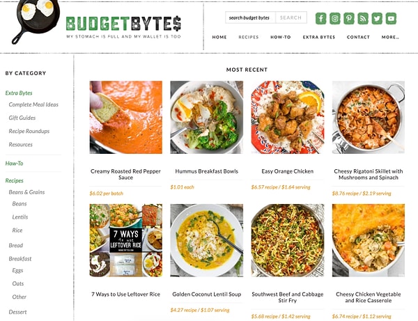 Она кулинарный блогер, и у нее есть свой сайт с рецептами под названием Budget Bytes