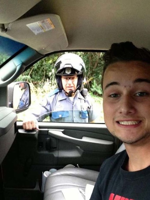8. "Got pulled over for speeding lol."