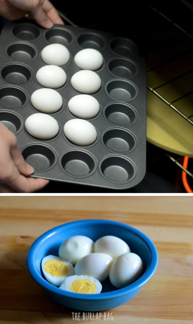 Готовьте яйца вкрутую в духовке.
