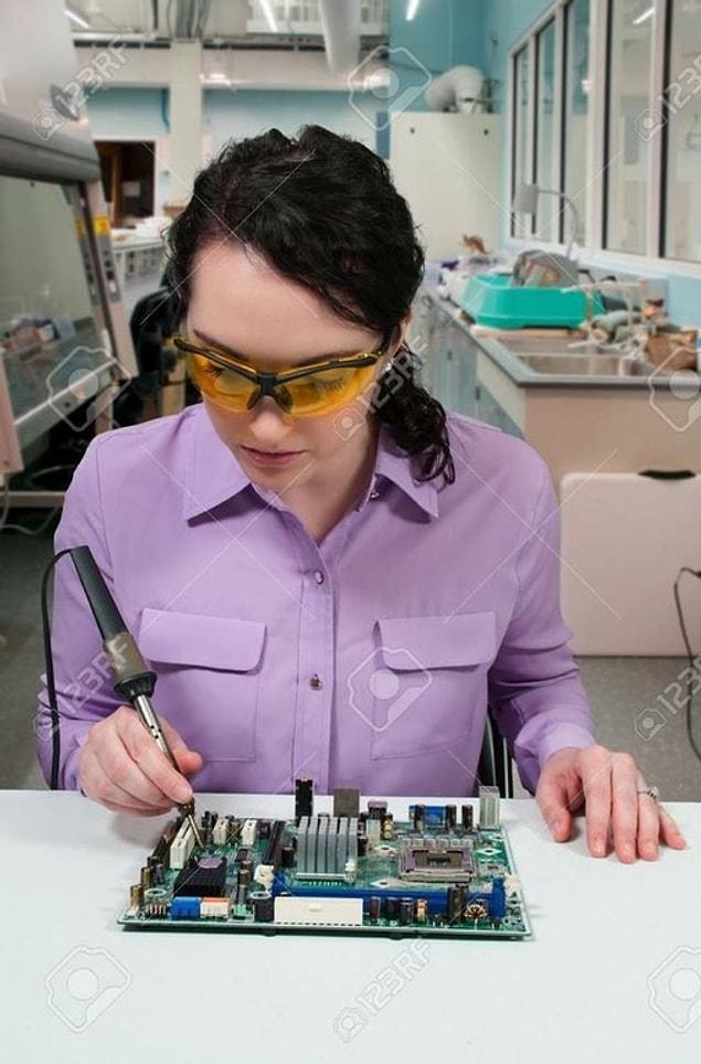 3. I don't think that's how you solder, dear stock photo girl.