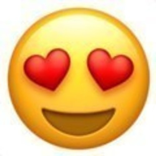 "Smiling face with heart-shaped eyes."