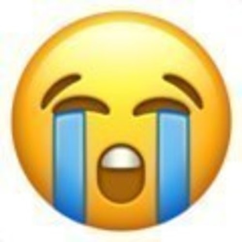 "Loudly crying face"