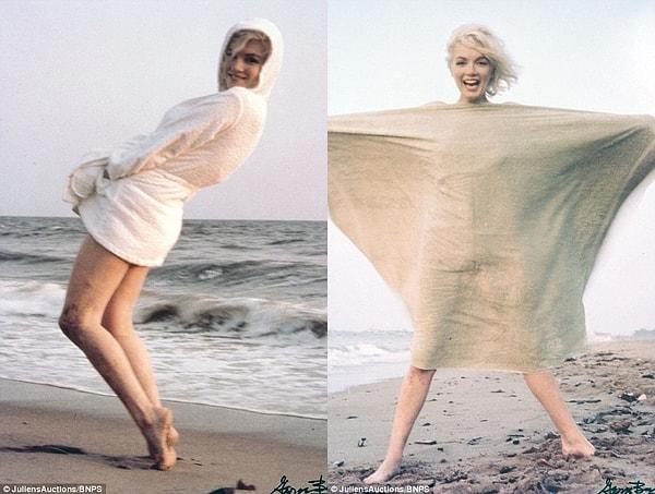 Tam olarak 13 Temmuz 1962'de çekilen bu fotoğraflarda Marilyn'i Santa Monica Sahili'nde beyaz bir elbiseyle görüyoruz.