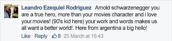 "Arnold Schwarzenegger sen gerçek bir kahramansın...