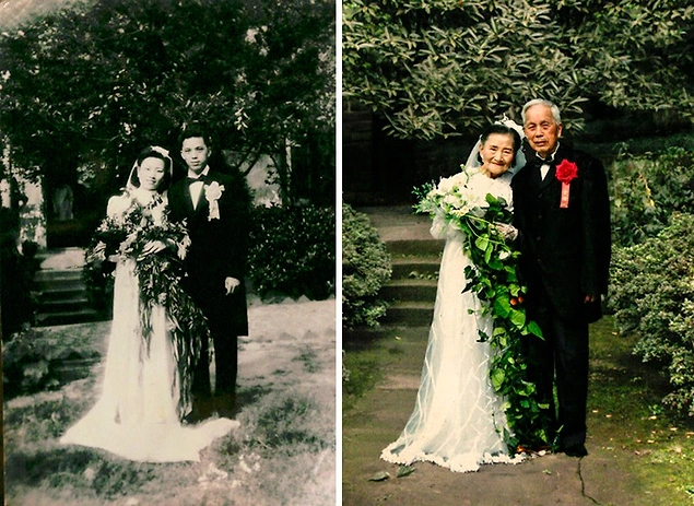Эта пара воссоздала свадебный снимок, которому 70 лет.