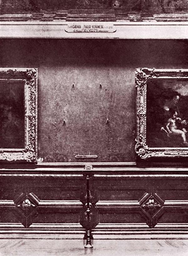 3. Louvre Müzesi'nden çalınan Mona Lisa tablosunun arkasında bıraktığı boşluk, 1911.