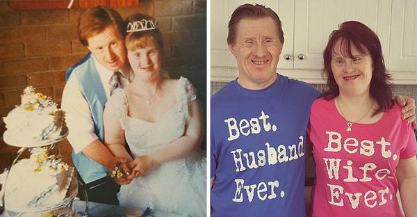 14. Down sendromlu bu çift ise 22 yıllık mutlu bir evlilikle, yapamayacaklarını düşünen herkese bir ders vermiş oldu.
