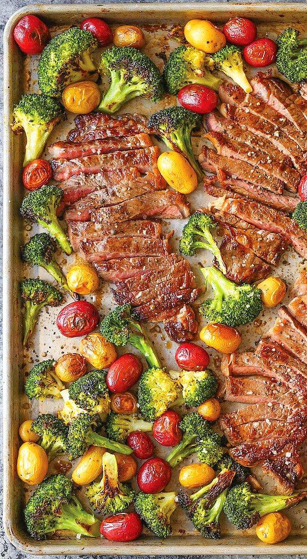 20. Fırında biftek ve sebzeler