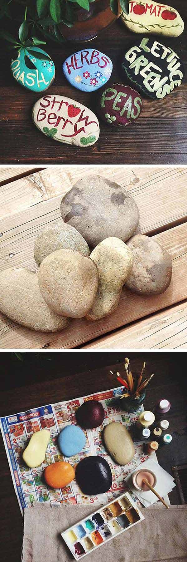 12. Раскрасьте камни, чтобы использовать их в качестве указателей на огороде