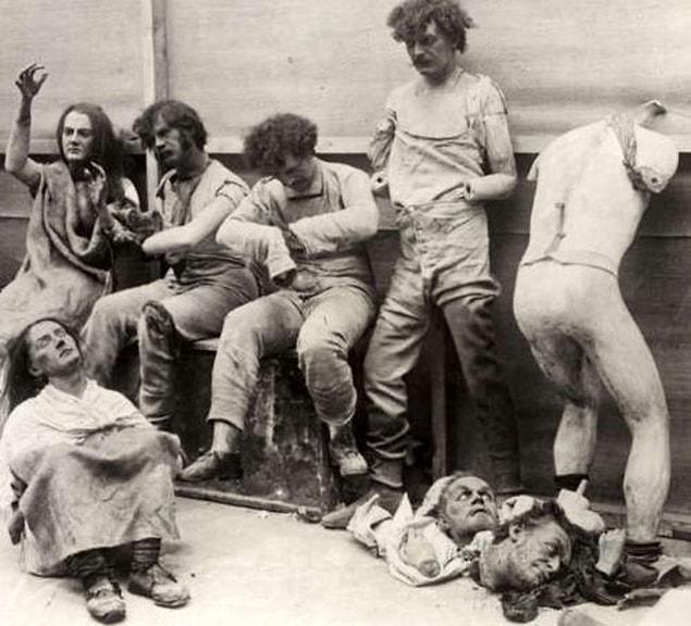 2. Burned and melted wax figures after the 1925 fire at Madame Tussauds in London.