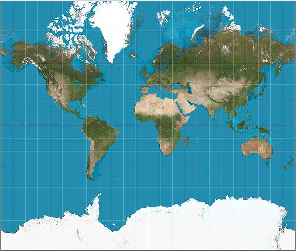 Dünyanın en yaygın haritalarından biri olan, Dünya dediğimiz zaman pek çoğumuzun gözünde canlanan 'Mercator projection' aslında yaygın olduğu kadar da yanıltıcı bir harita.