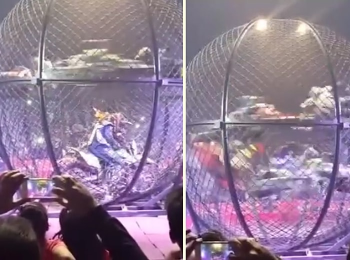 Adrenalin Bağımlısı Motorculardan Kafes İçinde Muhteşem Şov!