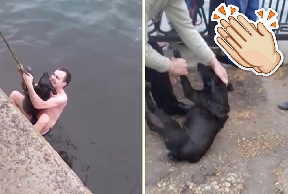 Buz Gibi Suya Düşen Köpeği Kurtaran Güzel İnsanlar