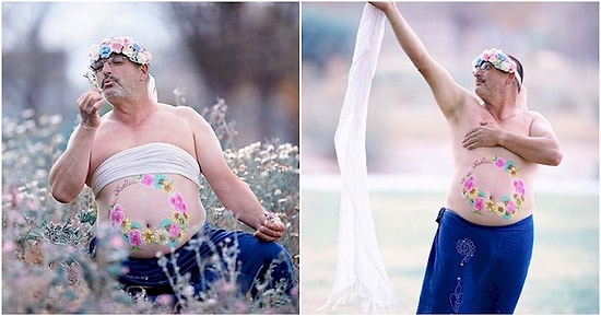 Взволнованный отец принял участие в «беременной» фотосессии