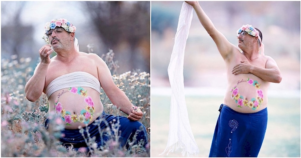 Взволнованный отец принял участие в «беременной» фотосессии