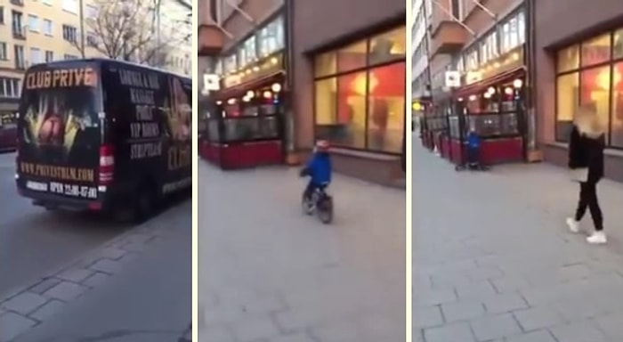 Çıplak Kadın Posteri Görünce Duvara Toslayan Bisikletli Çocuk