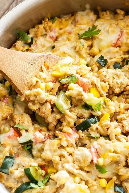 Индейка с рисом, овощами и сыром