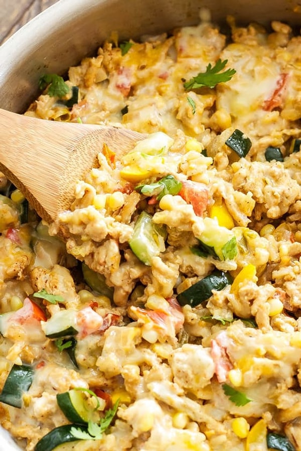 1. Индейка с рисом, овощами и сыром