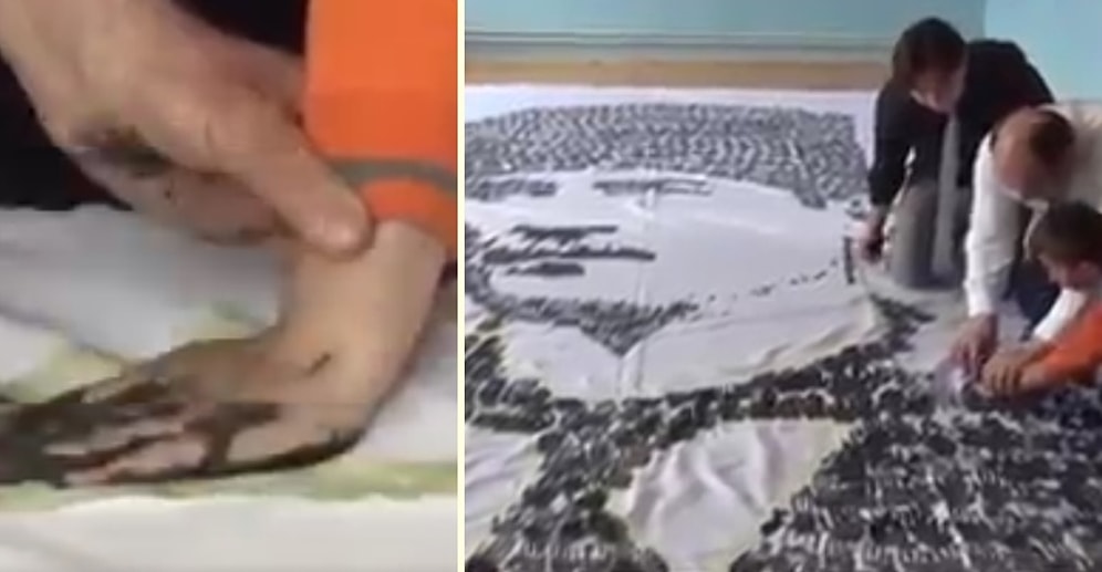 Öğretmen ve Öğrencilerinden El İziyle Atatürk Portresi