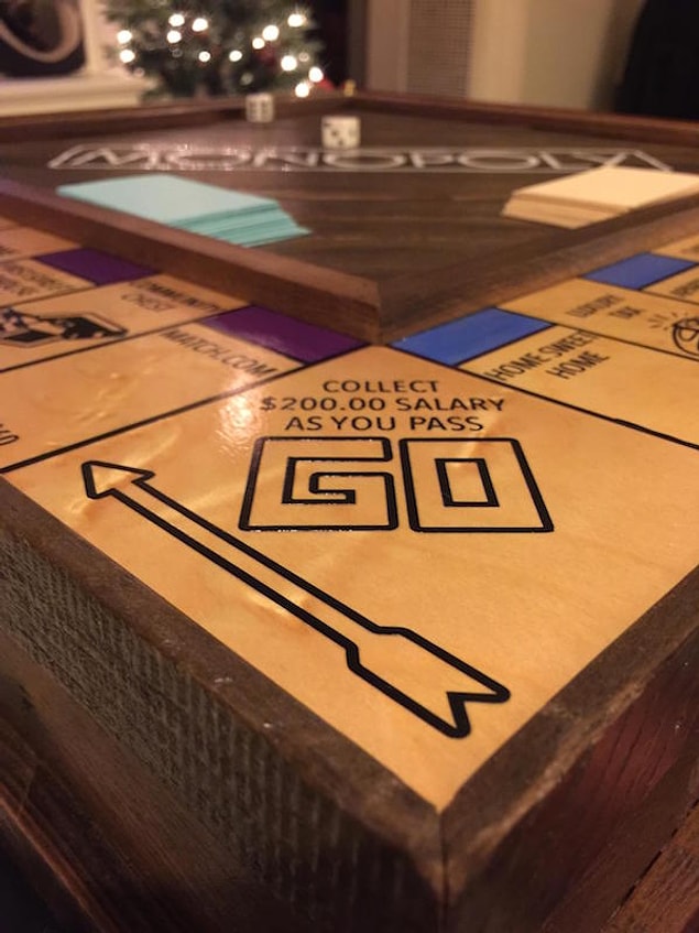 Justin won the game of love by proposing to his now-fiancée, Michal, with a custom Monopoly board.