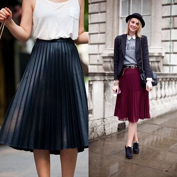 2. Плиссированная юбка + футболка